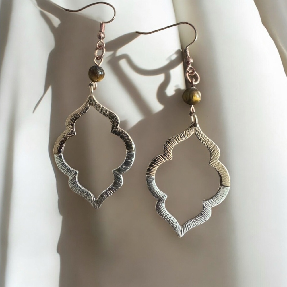 Textured Silver Cut-Out Earrings